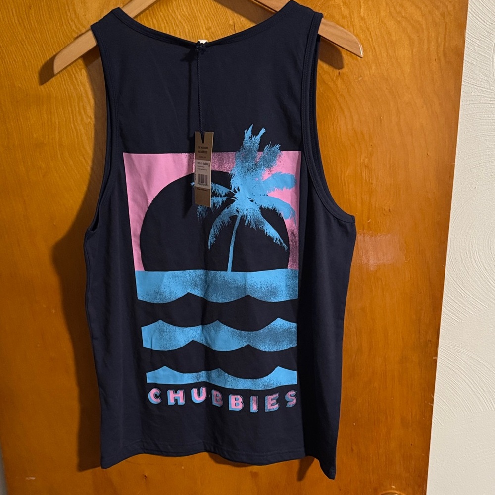 Chubbies Tank Top Mens Small Navy Pink